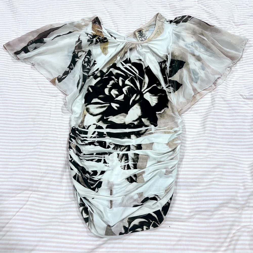 Floral Black and White Blouse